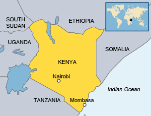 Kenya is on the east coast of Africa.