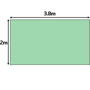 Green rectangle of 2.8m by 2m