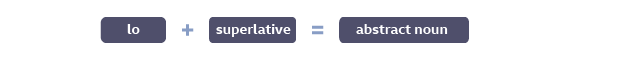 Lo plus superlative equals abstract noun