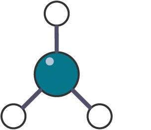 Ball and stick diagram of ammonia.