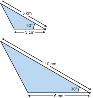 Dau driongl cyflun â’u hochrau mewn cyfrannedd a’r ongl gynwysedig yn hafal