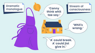 items that symbolise Maw Broon, with quotes from the poem