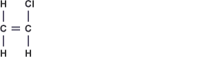 A carbon atom with two hydrogens double-bonded to a carbon with one hydrogen and a chlorine.