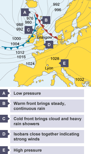 Synoptic chart for 14th November 2010 describing weather conditions