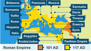 The Roman Empire in AD101 and AD117