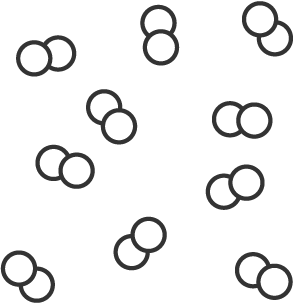 Hydrogen atoms depicted as pairs of circles