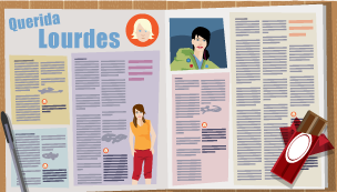 Infographic of a teen magazine advice page with the title, "Querida Lourdes" on it.