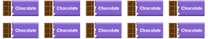 10 bars of chocolate.