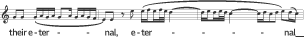 Score showing bars 19 - 20 of Purcell's Music for a While