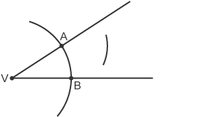 Arc created by placing compass at point A