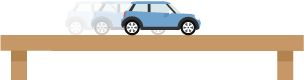 A toy car rolls to a stop on a table with no incline which demonstrates kinetic energy.