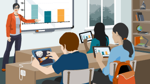 Image showing children using tablets in school for their learning and gaming.