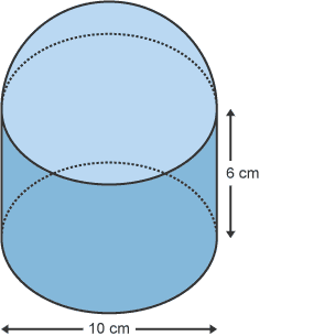 Diagram of a composite shape with values 10cm and 6cm