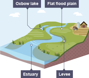 Lower course of river