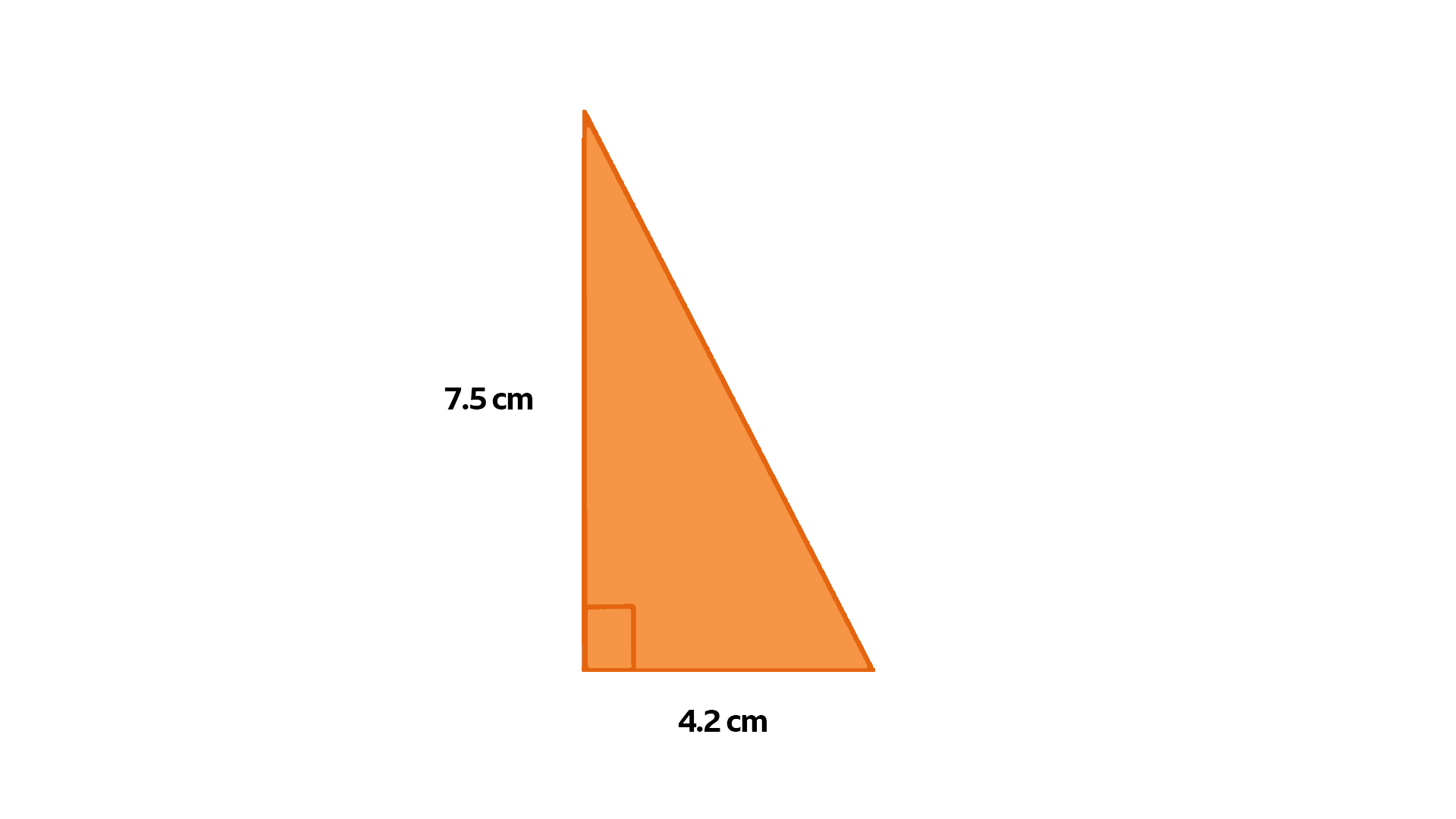 Triangle with a base of 4.2 cm and a height of 7.5 cm