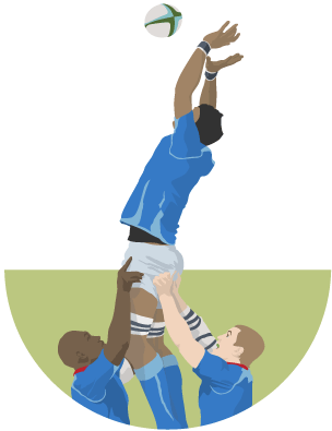 A line out in rugby
