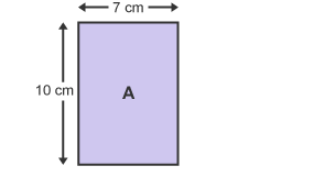 Rectangle A with height equal to 10 cm, and width equal to 7 cm