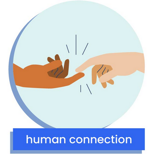 two hands, fingers touching, depicting human connection