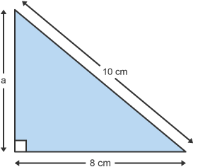 "Right angle triangle (ABC) (sides: 10cm x 8cm x unknown) "