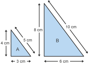 Original triangle and triangle enlarged