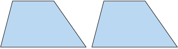 Diagram of two identical trapezia (or trapeziums)