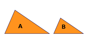 An image of two triangles, a large one labelled A and a smaller triangle labelled B.