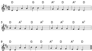 Part of the music for Twinkle Twinkle Little Star for the quiz.