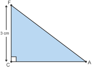 Right angle triangle (ACF) with sides 3cm and two unknowns