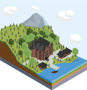 Dyluniad o'r ganolfan weithgareddau yn y nofel Llinyn Trons