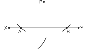 Diagram pwynt perpendicwlar i linell