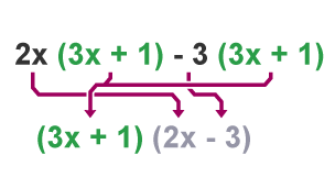 2x (3x + 1) - 3 (3x+1)