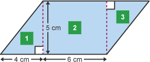 Diagram of a parallelogram and its base and height values