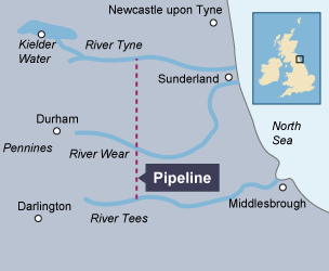 Kielder Water is located on the River Tyne, near Newcastle upon Tyne in northeast England.