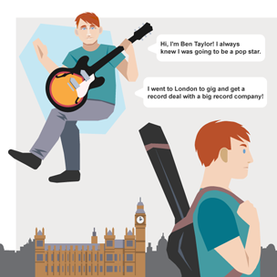 Illustration showing Ben Taylor in London