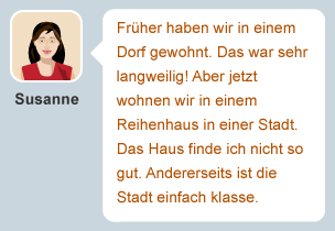 Susanne's description of where she lives.