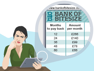 Illustration of a person looking at a bank statement 