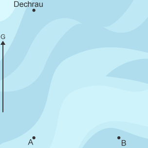 Tri phwynt triongl wedi'u cynrychioli gan bwynt dechrau ras mewn cystadleuaeth chwaraeon dŵr, bwi A 9km i'r de o'r pwynt dechrau, a bwi B 6km i'r dwyrain o fwi A