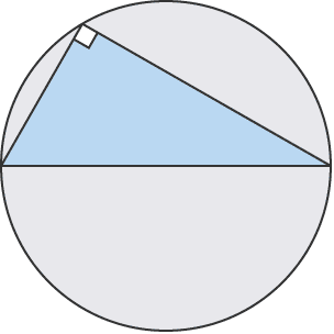 Diagram of a right-angled triangle inside a circle