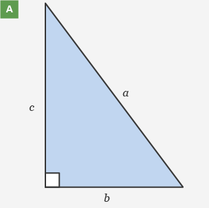 Diagram of a right-angled triangle with abc labels.