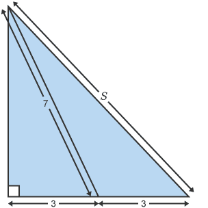 Diagram of right-angled triangle with values