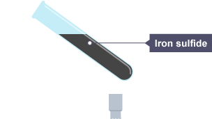 Test tube now contains iron sulfide