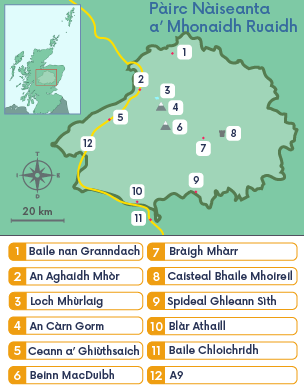 Map de Phàirce Nàiseanta a' Mhonaidh Ruaidh