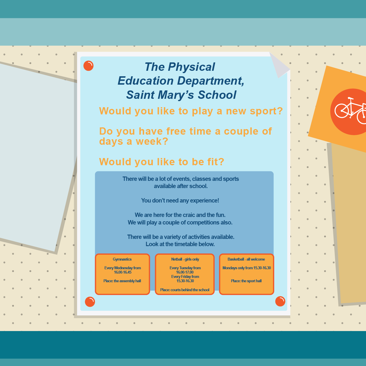 Poster advertising school sports.