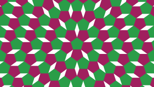 Tesselated pattern of kite and pentagon shapes.