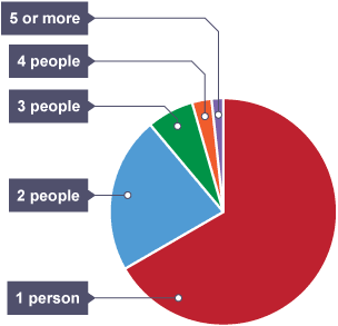 Pie chart showing number of people travelling in a vehicle