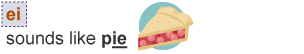 A slice of pie depicting the pronunciation of the German diphthong 'ei'.