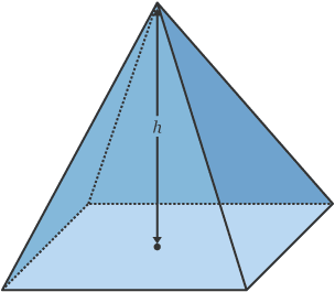 Square based pyramid with height, h