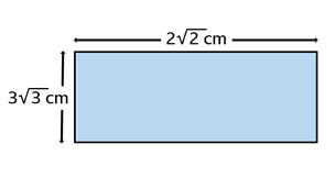 A blue rectangle with measurements at the sides: 3 to the power of 3 and 2 to the power of 2