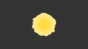 Image of a main sequence star, a yellow sphere, wiith the occasional flare coming out. The core is a darker shade than the outer core, and the flares coming out a light still.