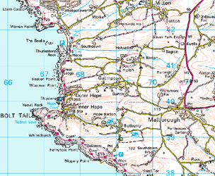 OS extract showing the location of Warren Point